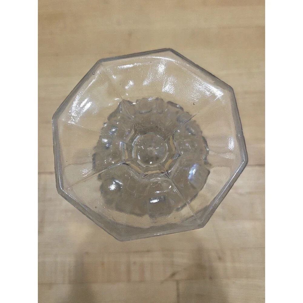 Vintage Imperial Glass Clear Daisy and Button Footed Vase 8 Inch